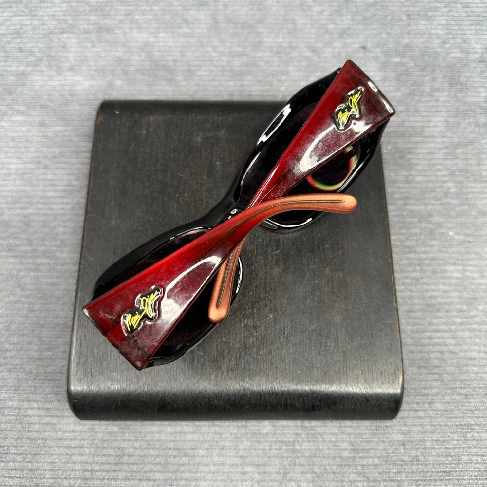 Maui Jim MJ 134-07 y2k Sunglasses Dark Tortoise Rectangle Wrap Made Italy vtg
